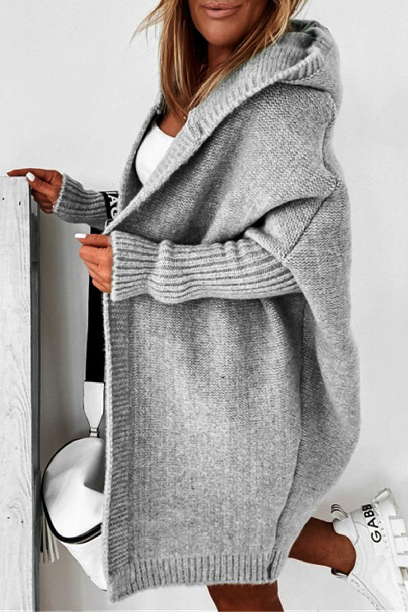 Street Asymmetrical Color Hooded Collar Cardigans(15 Colors)