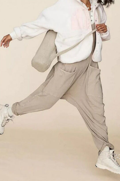 Street Color V Neck Loose Jumpsuits(3 Colors)