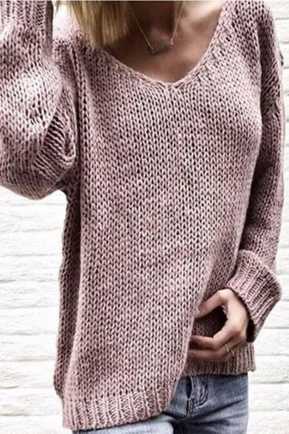 Color V Neck Sweaters(6 Colors)