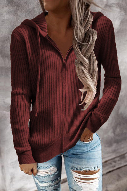 Zipper Hooded Collar Cardigans(7 Colors)