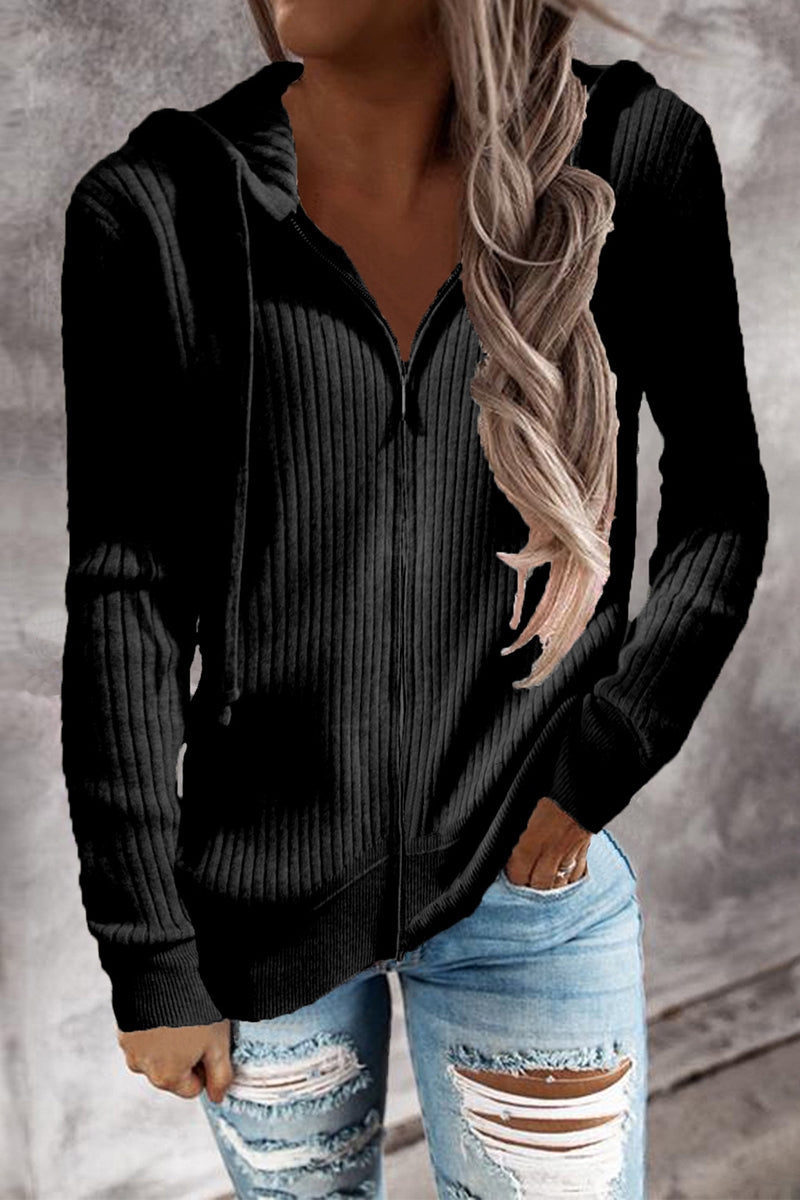 Zipper Hooded Collar Cardigans(7 Colors)