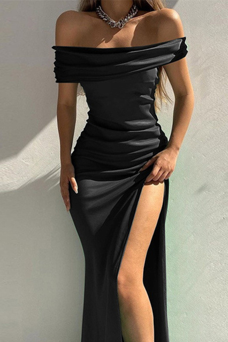 High Opening Off the Shoulder Pencil Skirt Dresses(4 Colors)