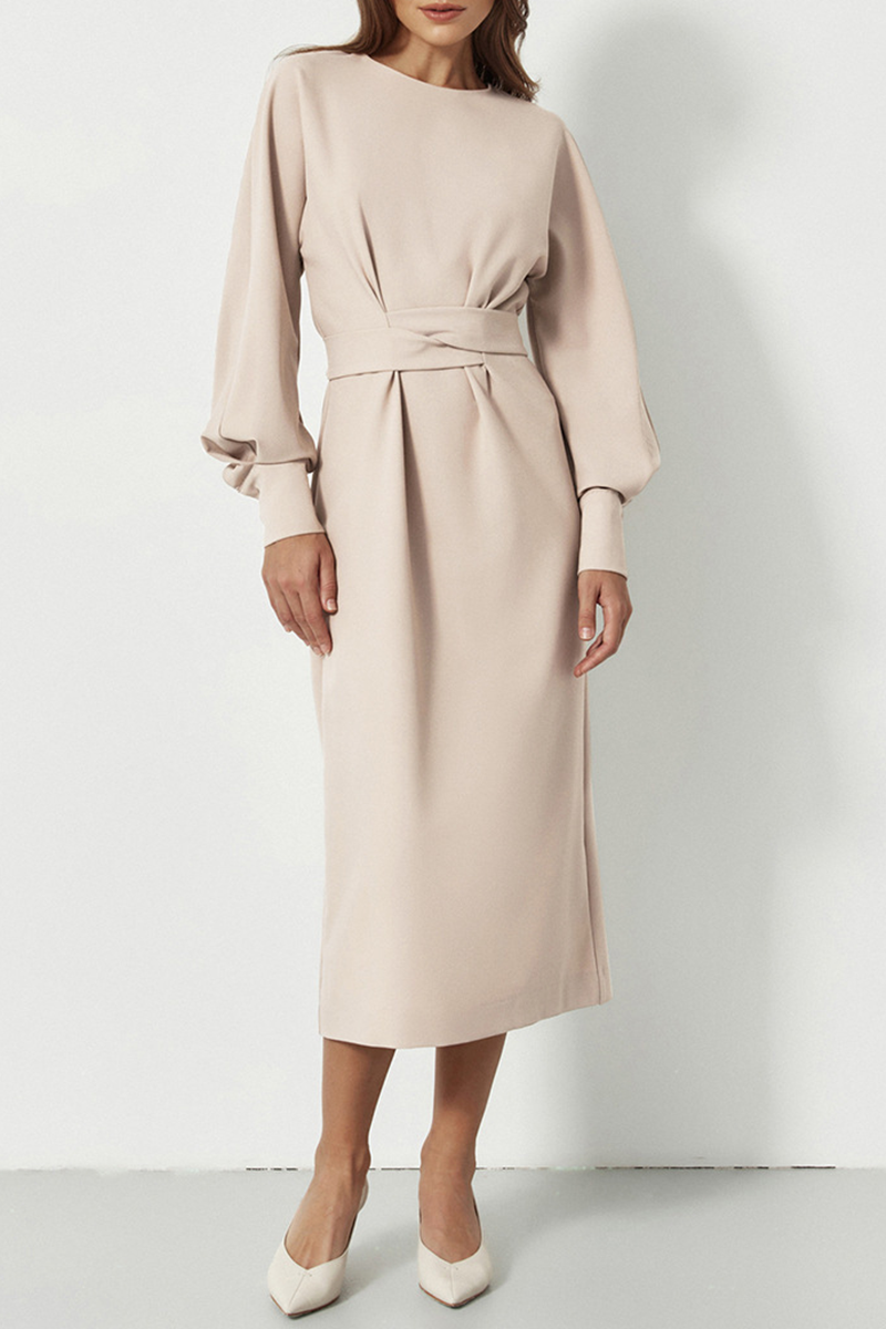 Street Patchwork O Neck Waist Skirt Dresses(3 Colors)