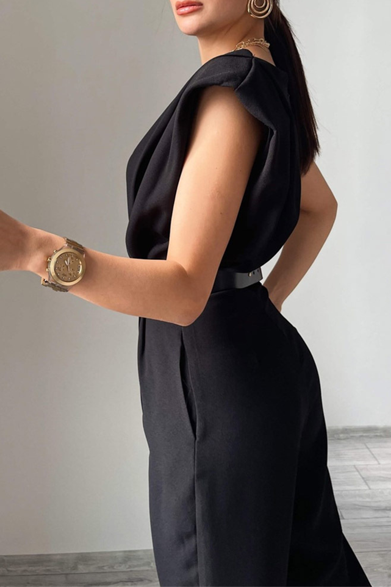 Street Patchwork U Neck Regular Jumpsuits(3 Colors)