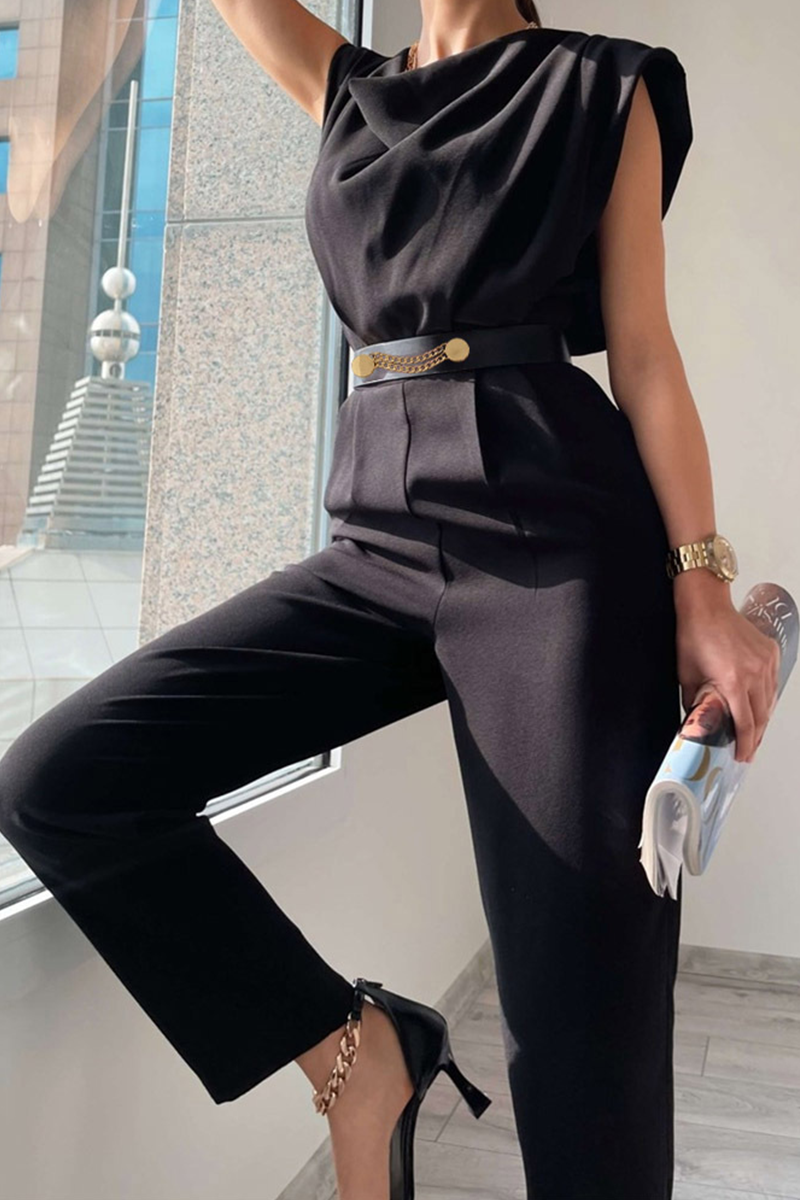 Street Patchwork U Neck Regular Jumpsuits(3 Colors)