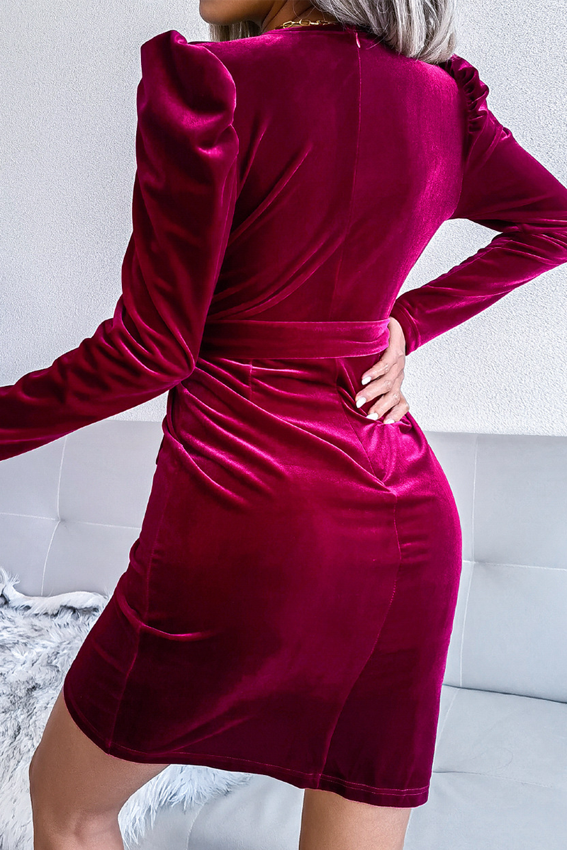 Street Bandage V Neck Waist Skirt Dresses