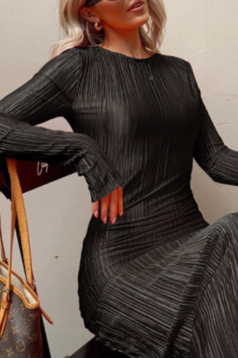 Patchwork O Neck Pencil Skirt Dresses