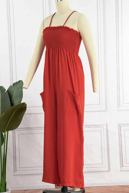 Living Pocket Spaghetti Strap Loose Jumpsuits(5 Colors)