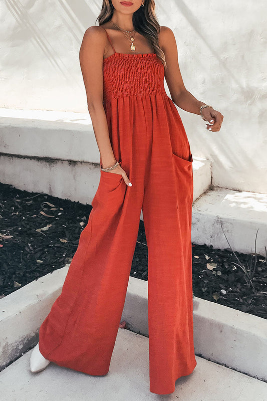 Living Pocket Spaghetti Strap Loose Jumpsuits(5 Colors)