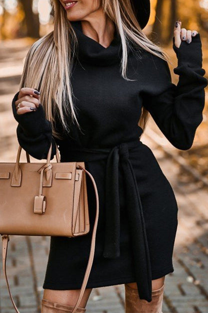 Frenulum Turtleneck One Step Skirt Dresses
