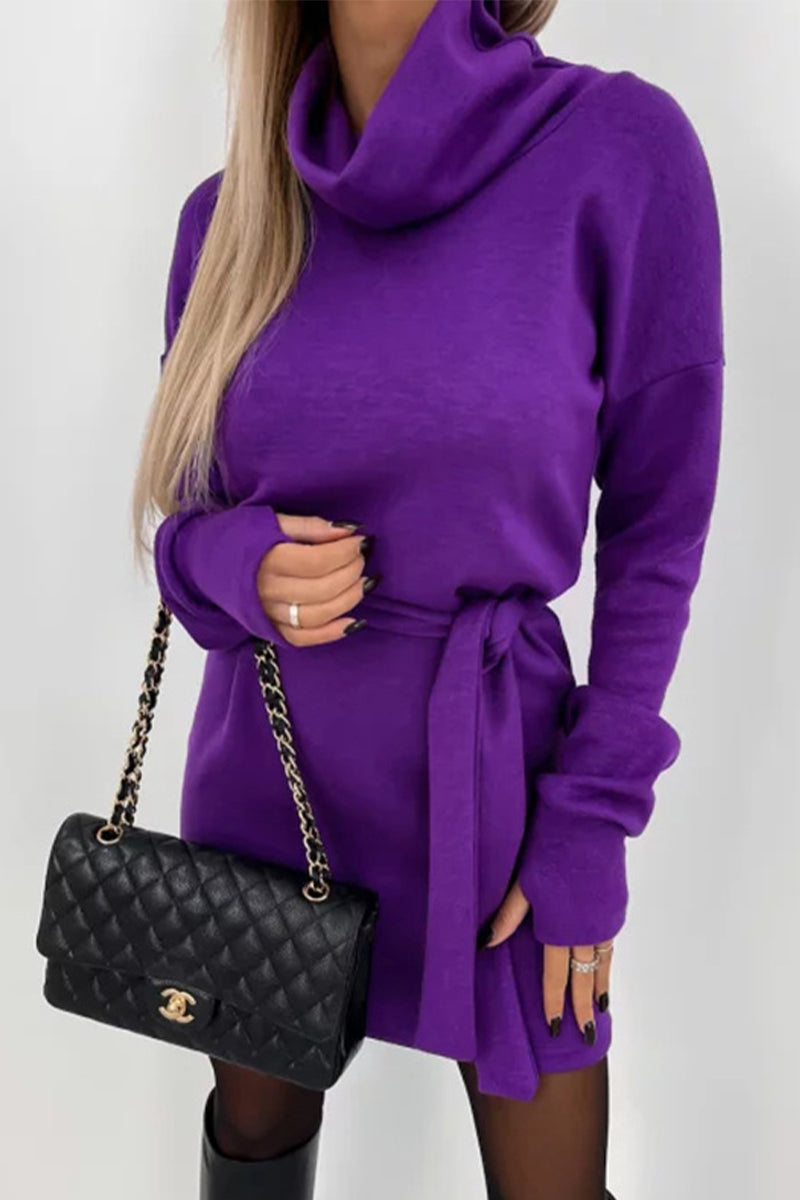 Frenulum Turtleneck One Step Skirt Dresses