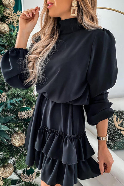 Flounce Half a Turtleneck Cake Skirt Dresses