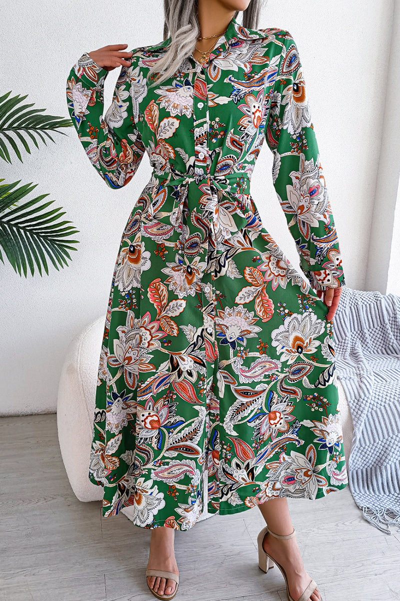 Frenulum Buckle Turndown Collar One Step Skirt Dresses(3 Colors)