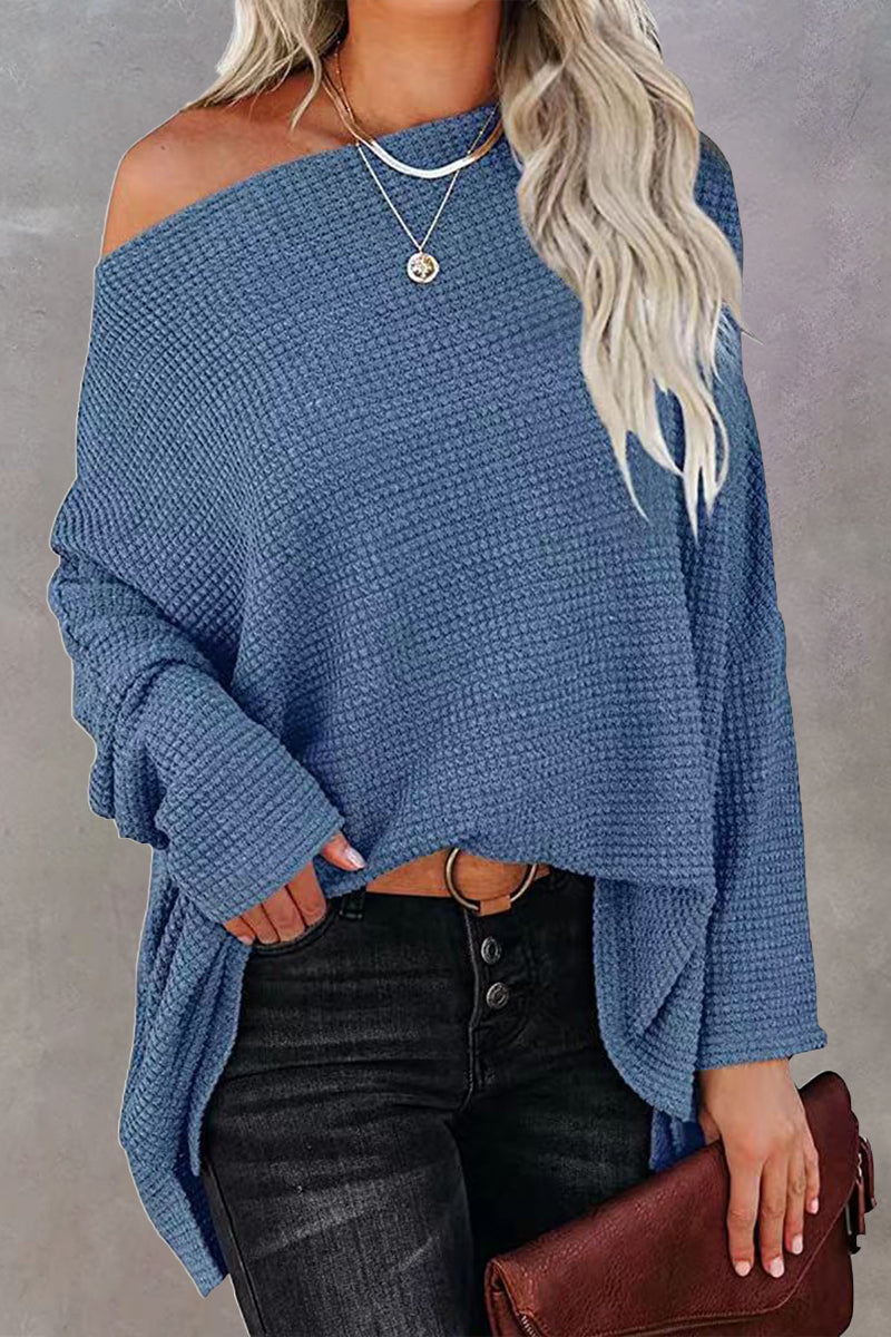 Color Oblique Collar Sweaters(6 Colors)