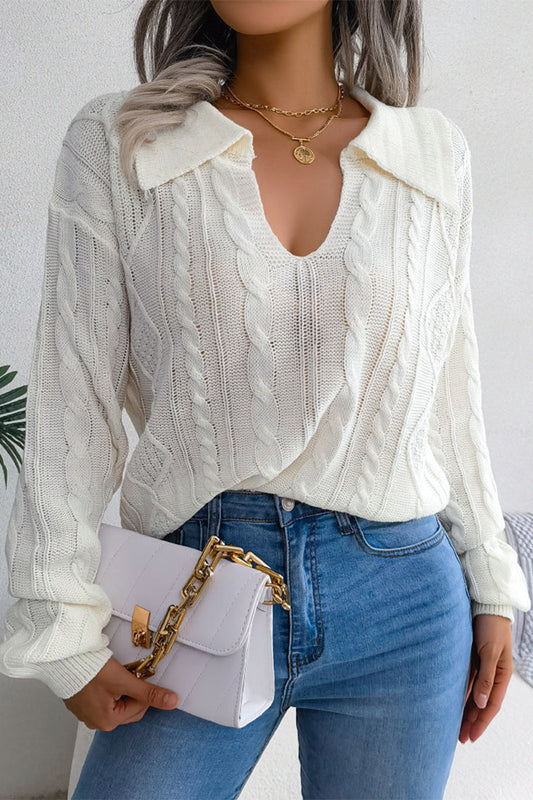 Simplicity Color Turndown Collar Sweaters(3 Colors)