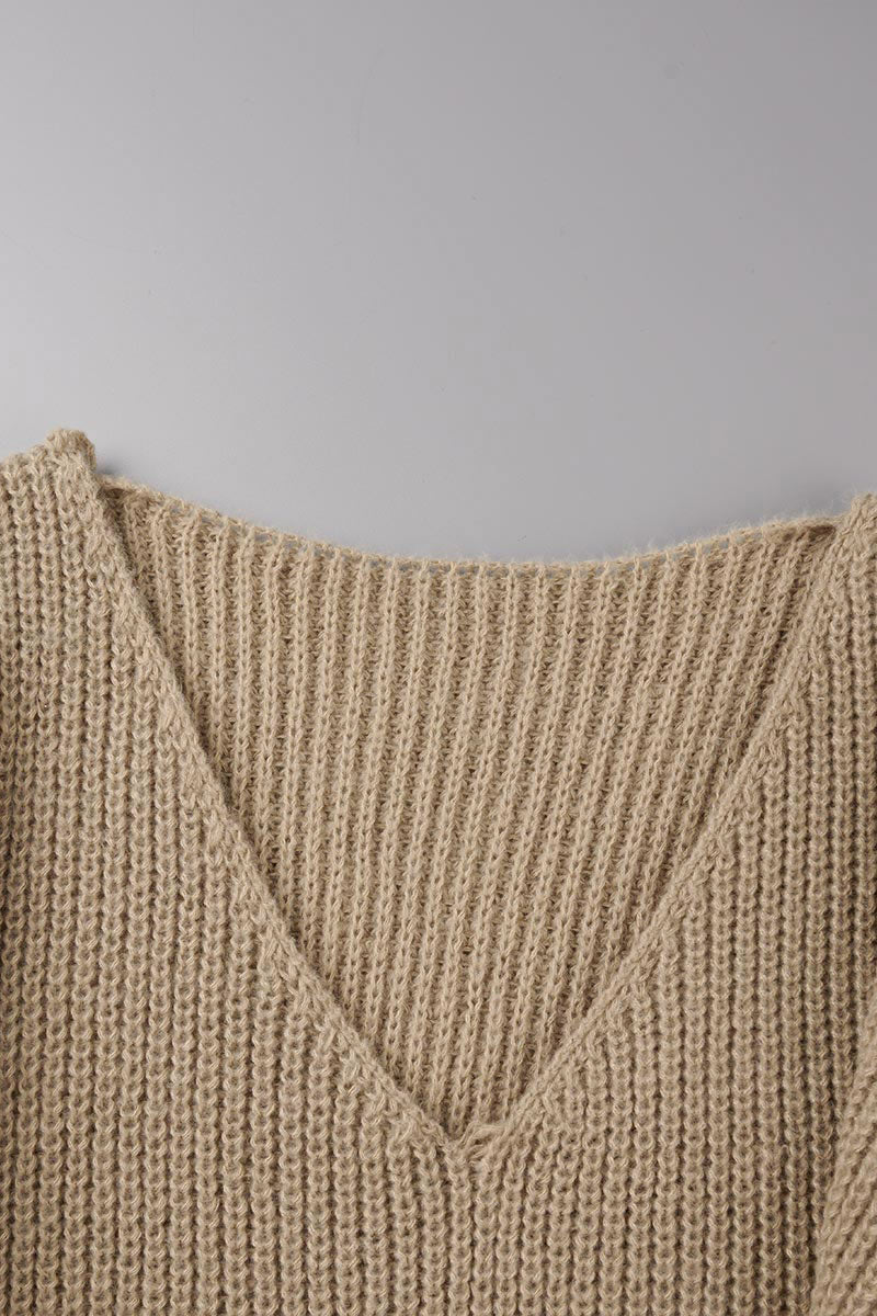 Slit V Neck Sweaters(7 Colors)