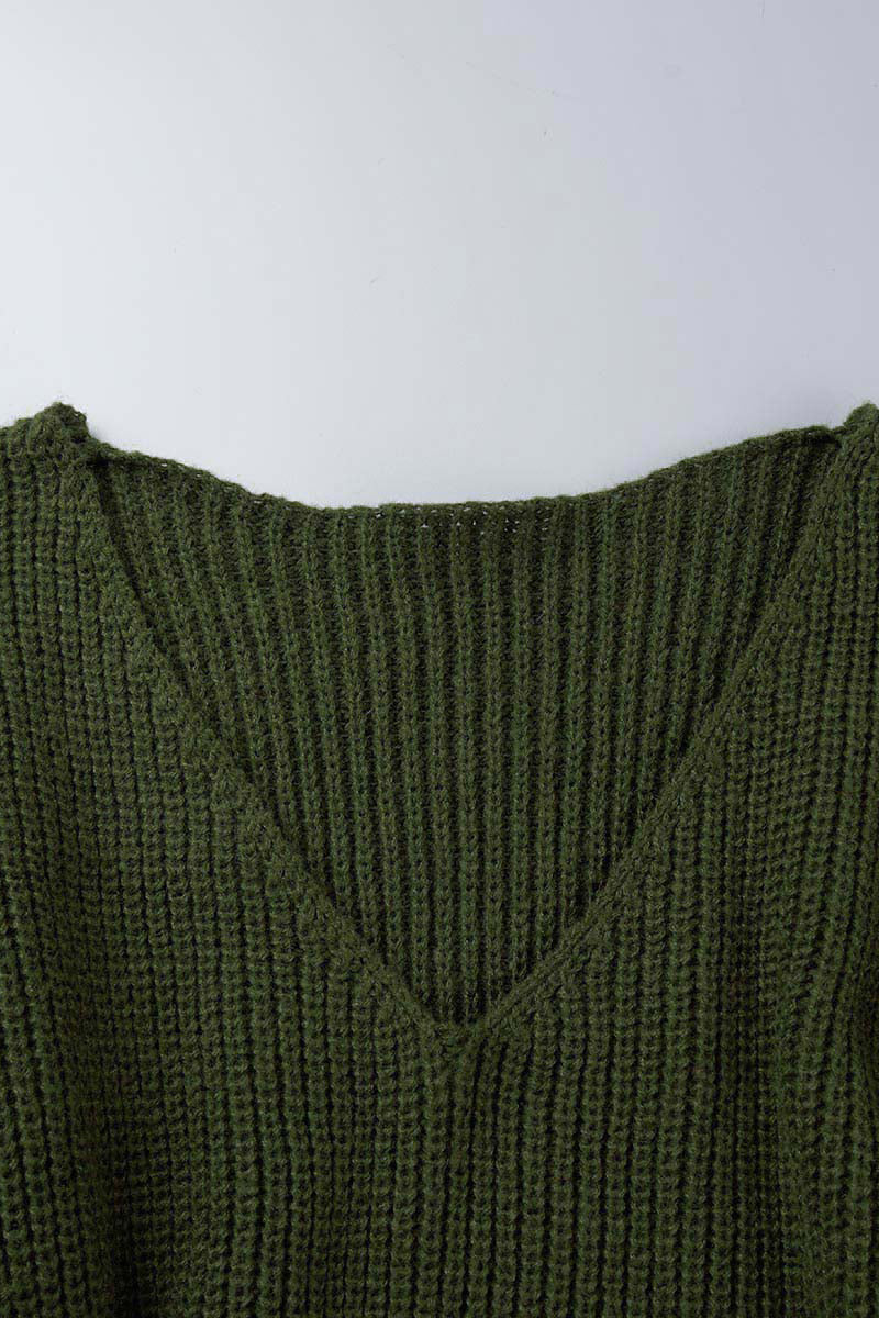 Slit V Neck Sweaters(7 Colors)