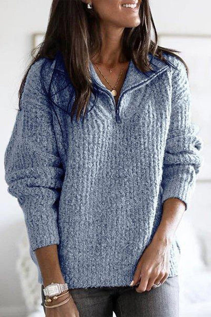 Zipper Zipper Collar Sweaters(6 Colors)