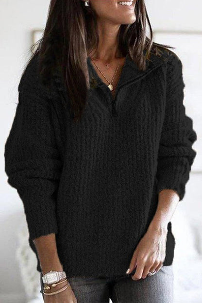 Zipper Zipper Collar Sweaters(6 Colors)