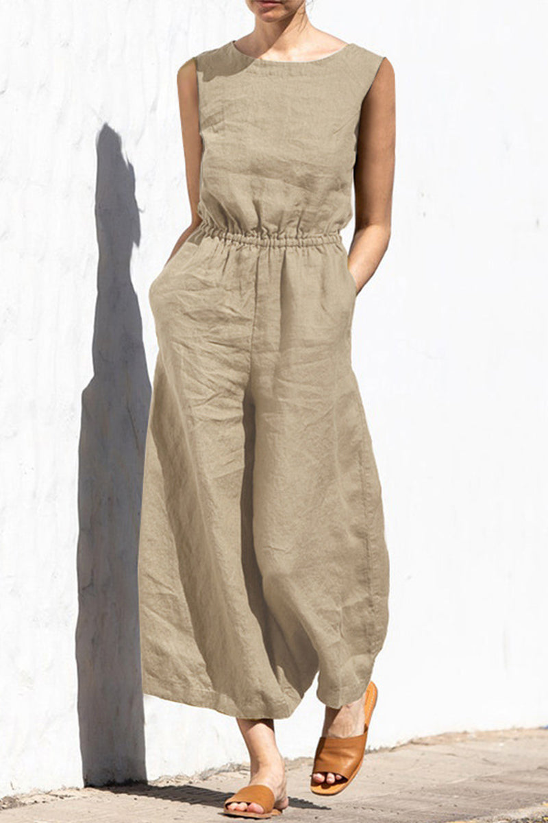 Simplicity Color O Neck Loose Jumpsuits(4 Colors)