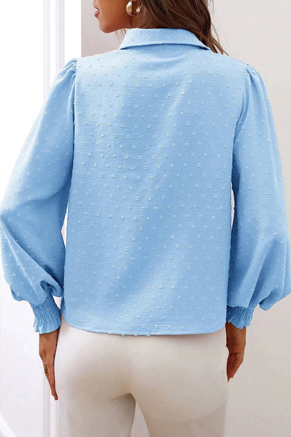 Work Simplicity Buttons Color Turndown Collar Blouses(4 Colors)