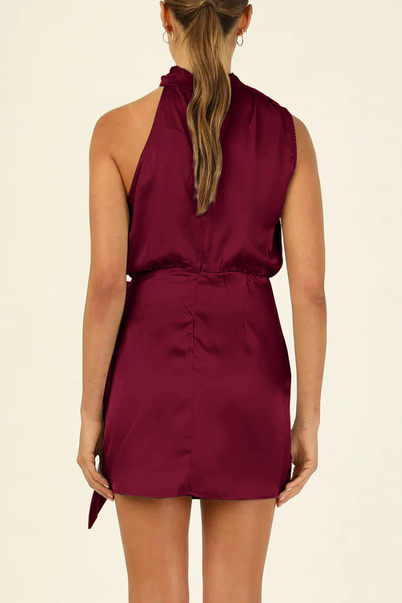 Color Halter One Step Skirt Dresses(6 Colors)