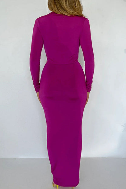 Patchwork Slit Fold Asymmetrical V Neck One Step Skirt Dresses