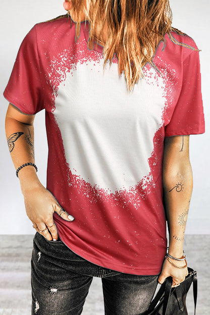 Print Patchwork O Neck T-shirts(6 Colors)