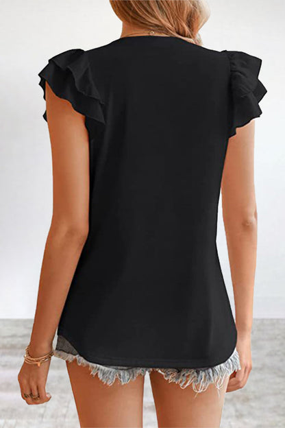 Simplicity Flounce V Neck T-shirts(5 Colors)
