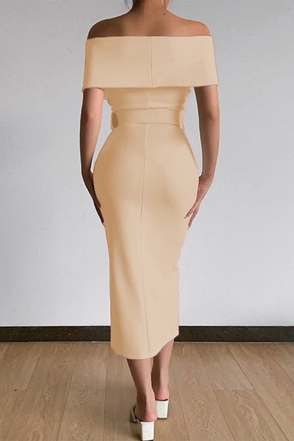 With Belt V Neck One Step Skirt Dresses(8 Colors)