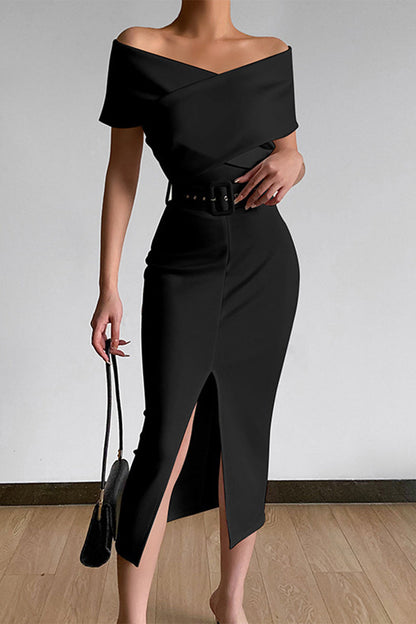 With Belt V Neck One Step Skirt Dresses(8 Colors)