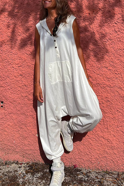 Sportswear Pocket Hooded Collar Loose Jumpsuits(3 Colors)