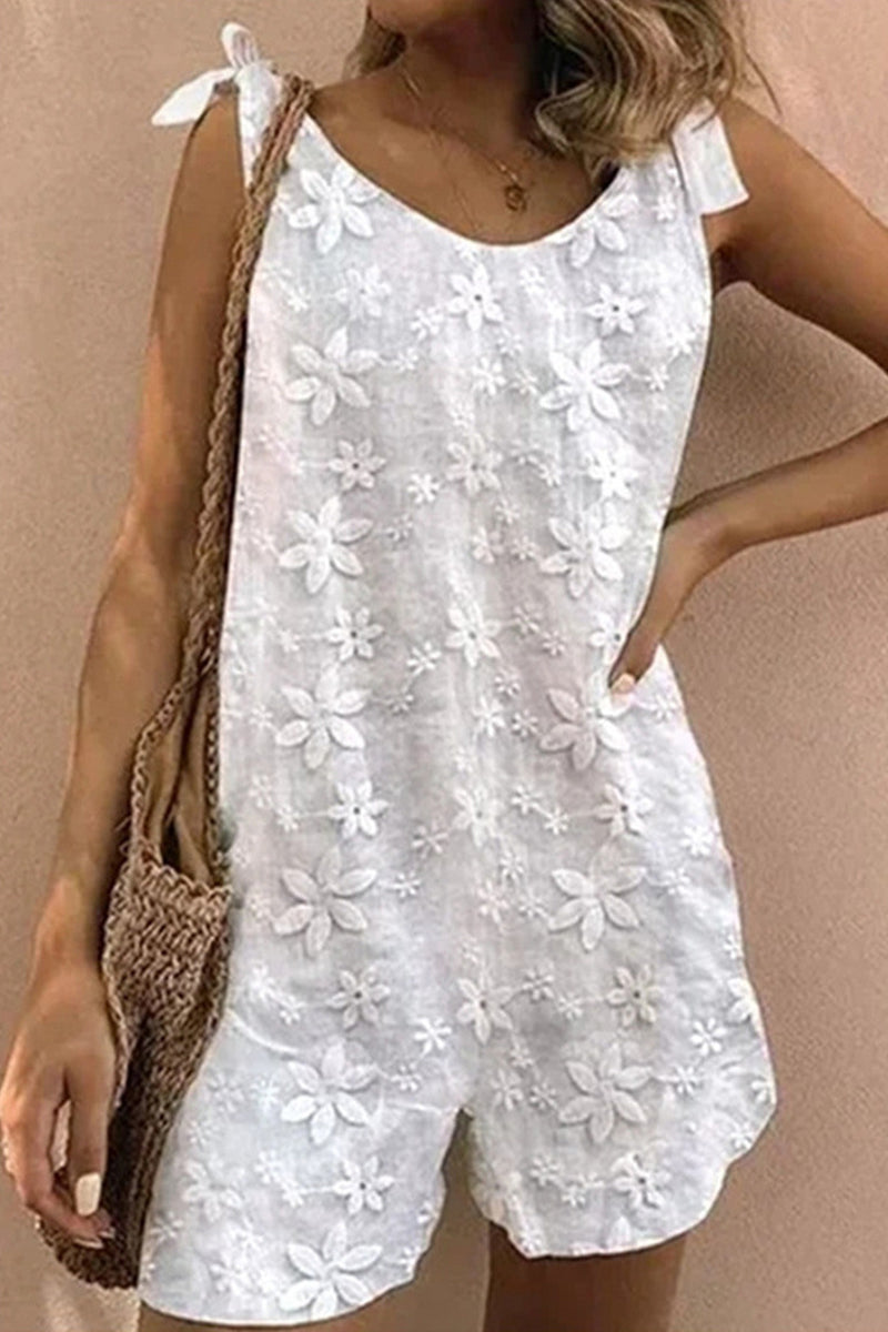 Sweet Color With Bow O Neck Rompers