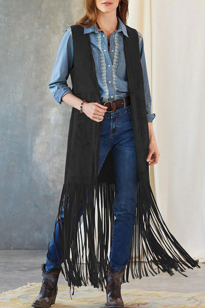 Street Tassel Cardigan Collar Outerwear