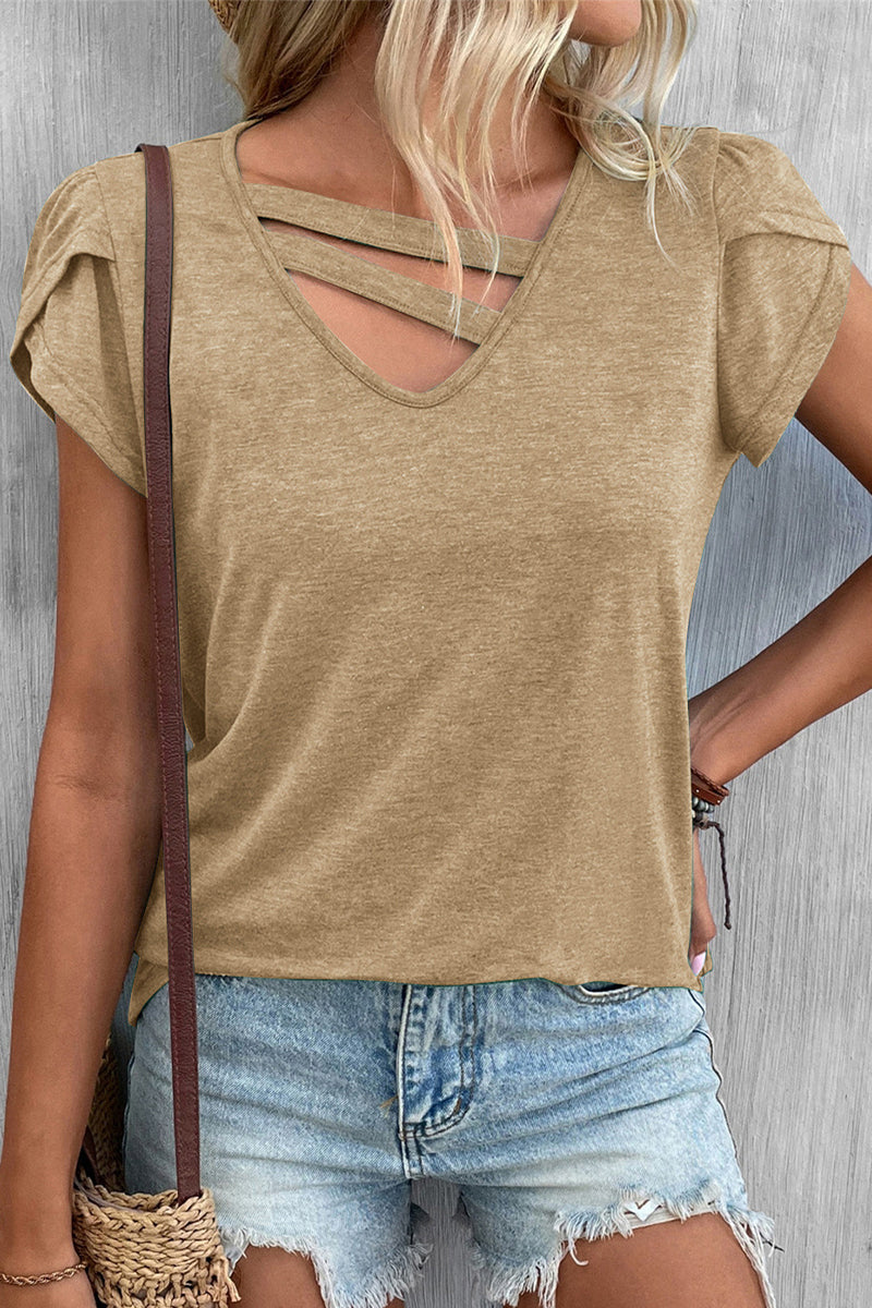 Simplicity Color V Neck T-shirts
