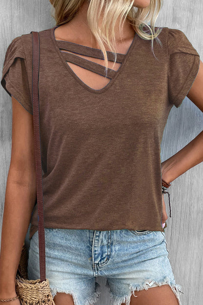 Simplicity Color V Neck T-shirts