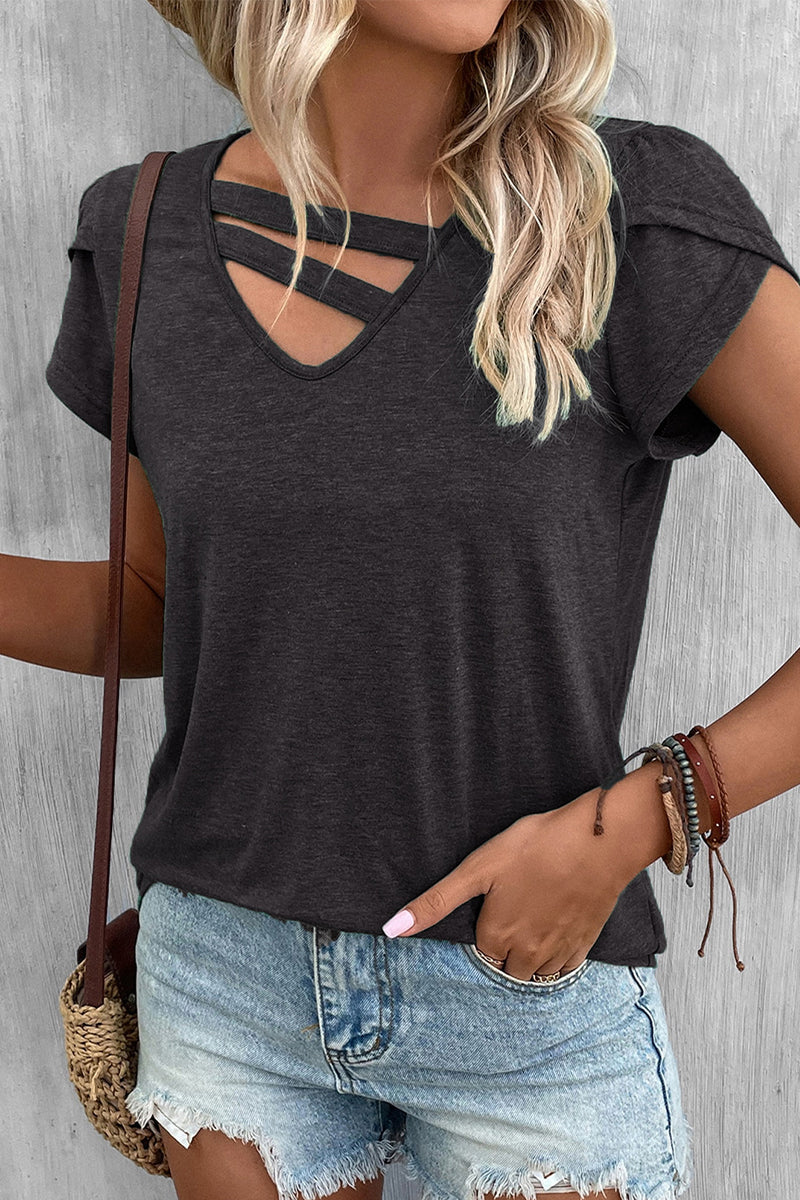 Simplicity Color V Neck T-shirts