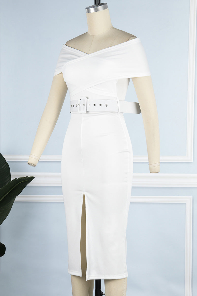 With Belt V Neck One Step Skirt Dresses(8 Colors)