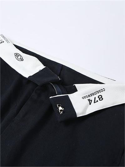 Dark Blue Straight Leg Pants With Foldable Waist Design