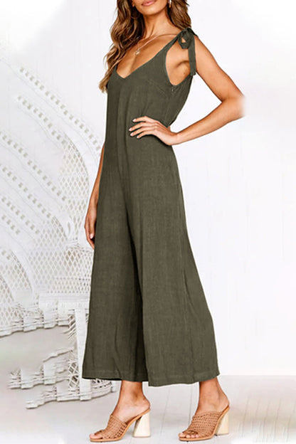 Daily Pocket V Neck Loose Jumpsuits(4 Colors)