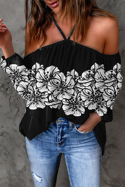 Print Patchwork Backless Halter T-shirts(15 Colors)