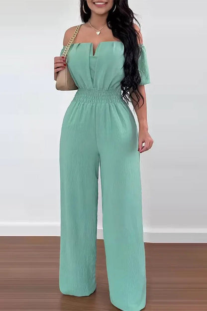 Work Celebrities Off the Shoulder Regular Jumpsuits(6 Colors)