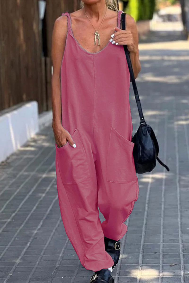 Simplicity Pocket U Neck Loose Jumpsuits(12 Colors)