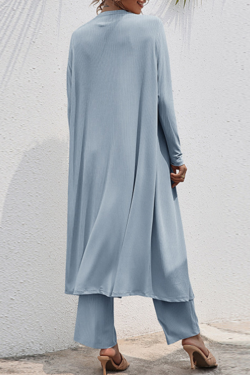 Daily Frenulum Cardigan Collar Long Sleeve Two Pieces