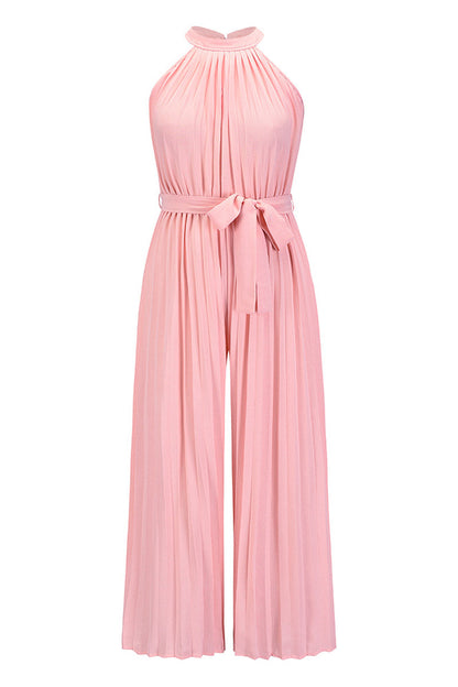 Simplicity Frenulum Fold Halter Loose Jumpsuits(6 Colors)