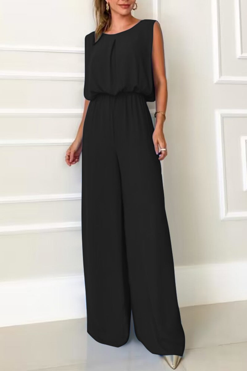 Backless O Neck Regular Jumpsuits(2 Colors)