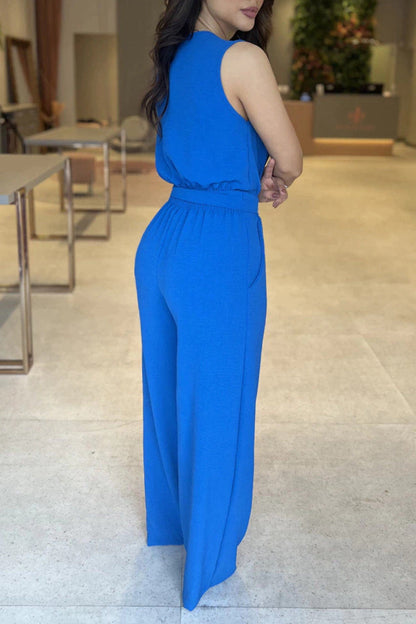 With Belt V Neck Regular Jumpsuits