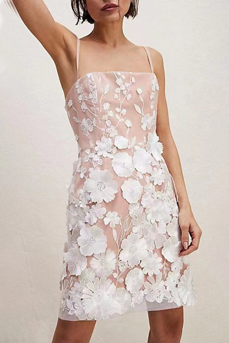 Celebrities Embroidered Strapless One Step Skirt Dresses