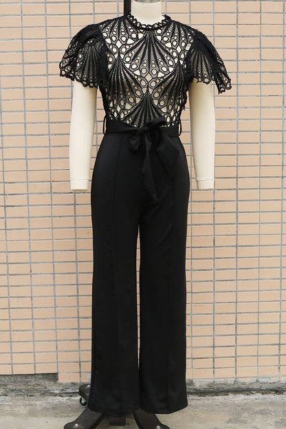 Street Hollowed Out Mandarin Collar Regular Jumpsuits(3 Colors)