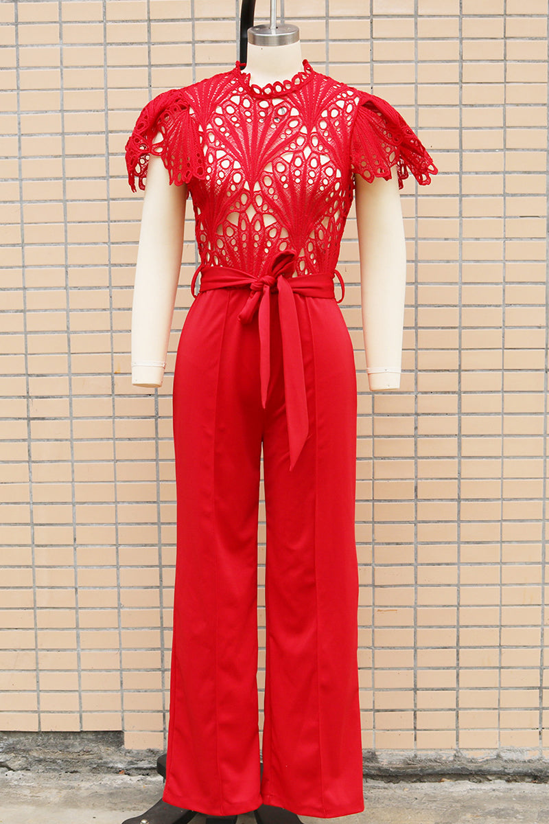 Street Hollowed Out Mandarin Collar Regular Jumpsuits(3 Colors)